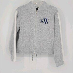 Nikos Sports Line Womens Long Sleeve Zip Front Key West Logo Gray Drawstring Hem